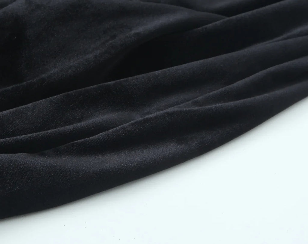 Women's Fashion Velvet Trouser Set with Wide Leg Pants and Long Sleeve Coat Top for Stylish Streetwear Outfit