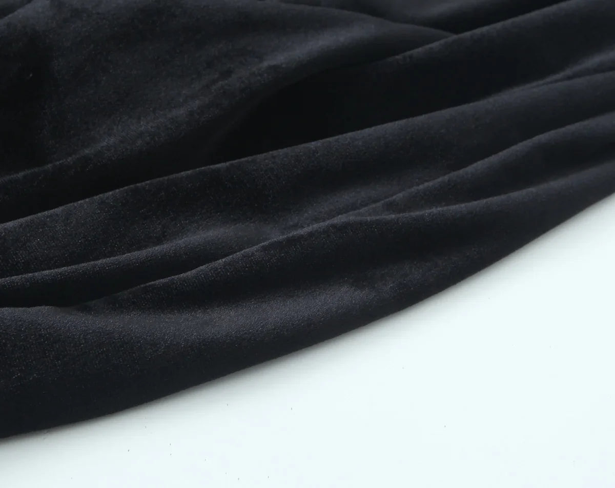 Women's Fashion Velvet Trouser Set with Wide Leg Pants and Long Sleeve Coat Top for Stylish Streetwear Outfit