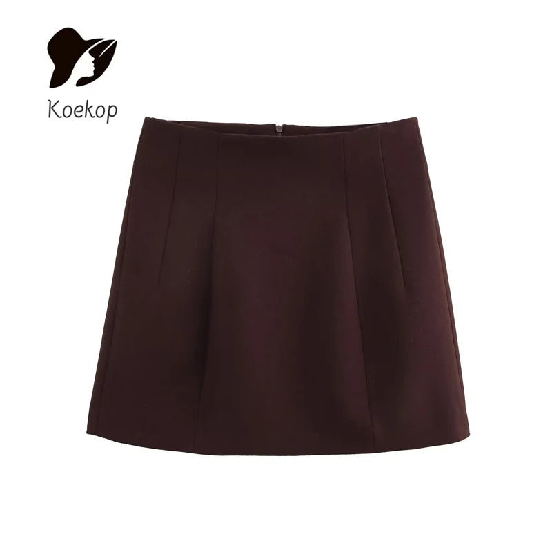 Women's Fashion Solid Color Lapel Loose Blazer with Vintage Casual Chic Long Sleeve High Waisted Mini Skirt Set