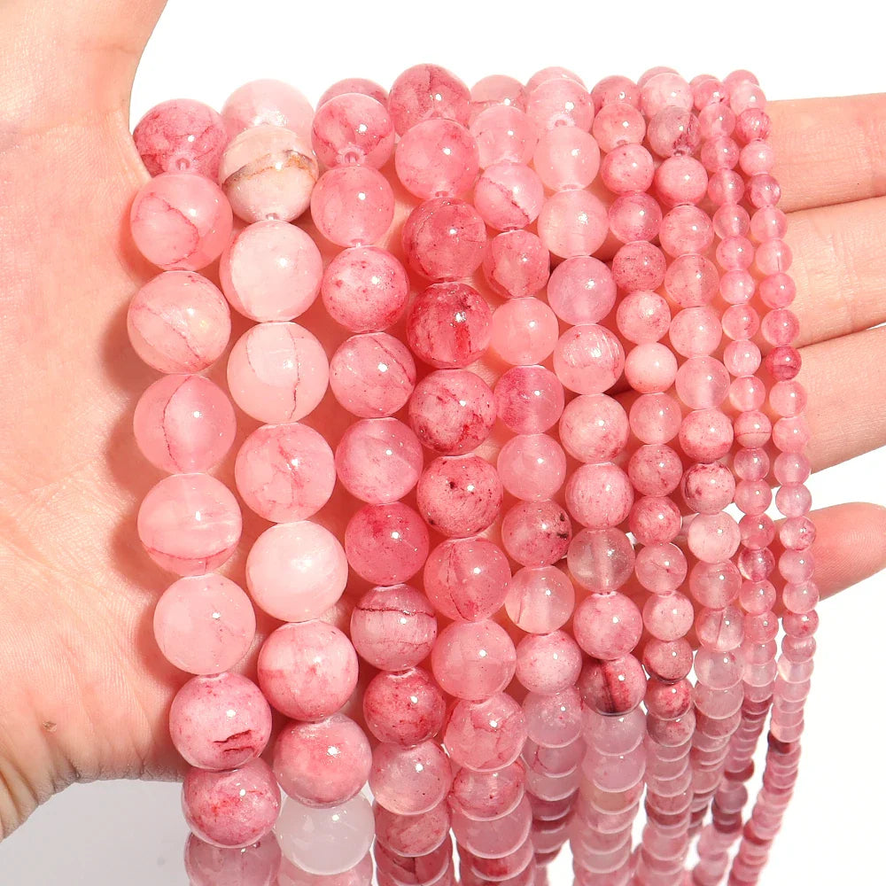 Natural Pink Persian Jade Stone Beads Loose Spacer Gem Beads for Jewelry Making DIY Bracelet and Necklace Accessories