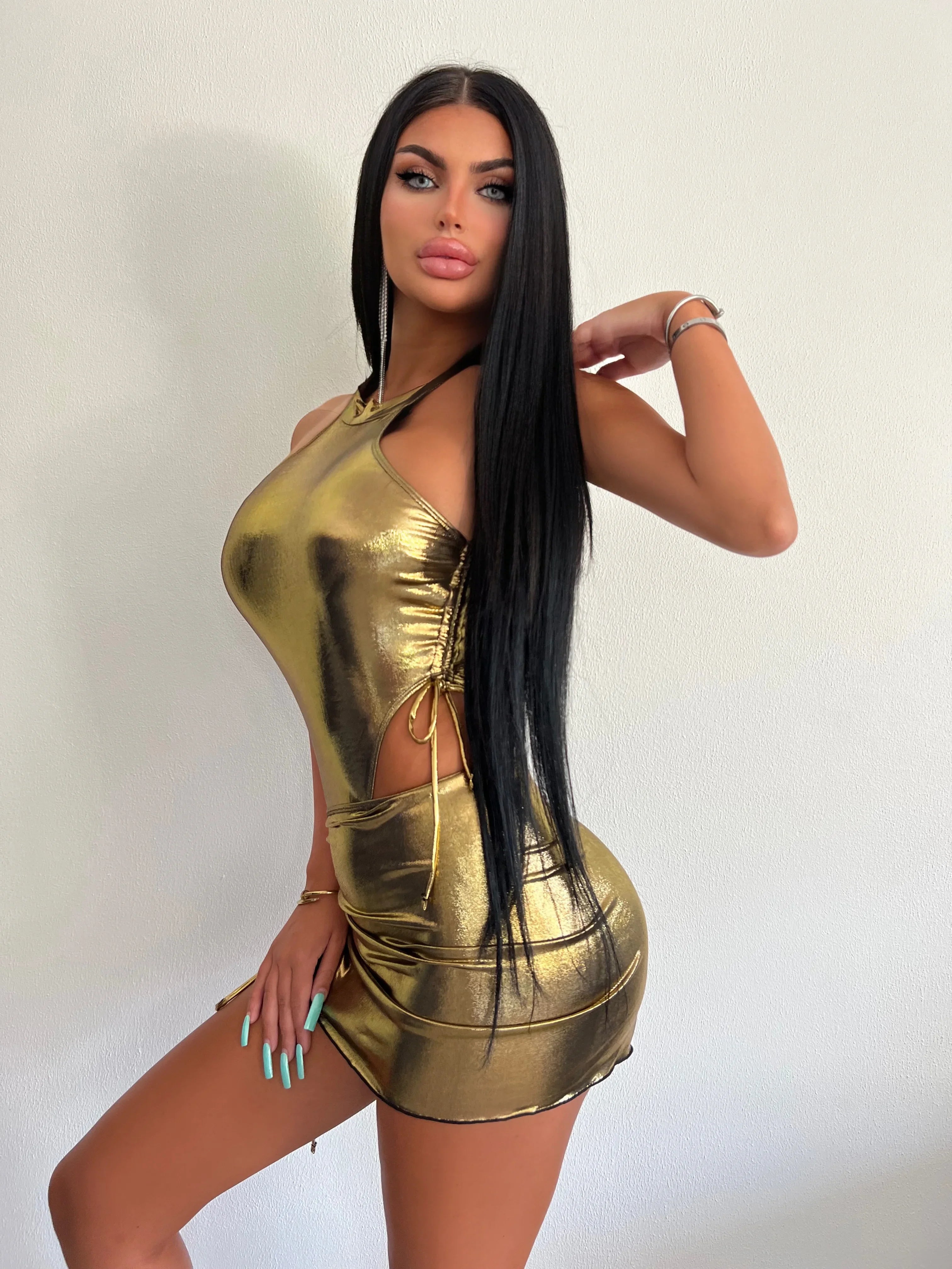 Sexy Wrap Jumpsuit With Hip Skirt Set For Evening Wear