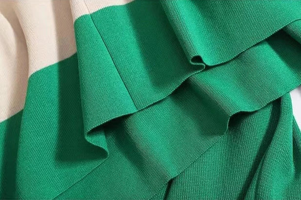 Women's Casual Sweater Set with Long Sleeve Tops and Color Block Design for Autumn and Winter