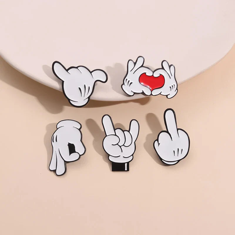 Cartoon Finger Gesture Love You Brooch Enamel Pin Unique Metal Decoration for Backpack and Lapel Badge Gift for Friends