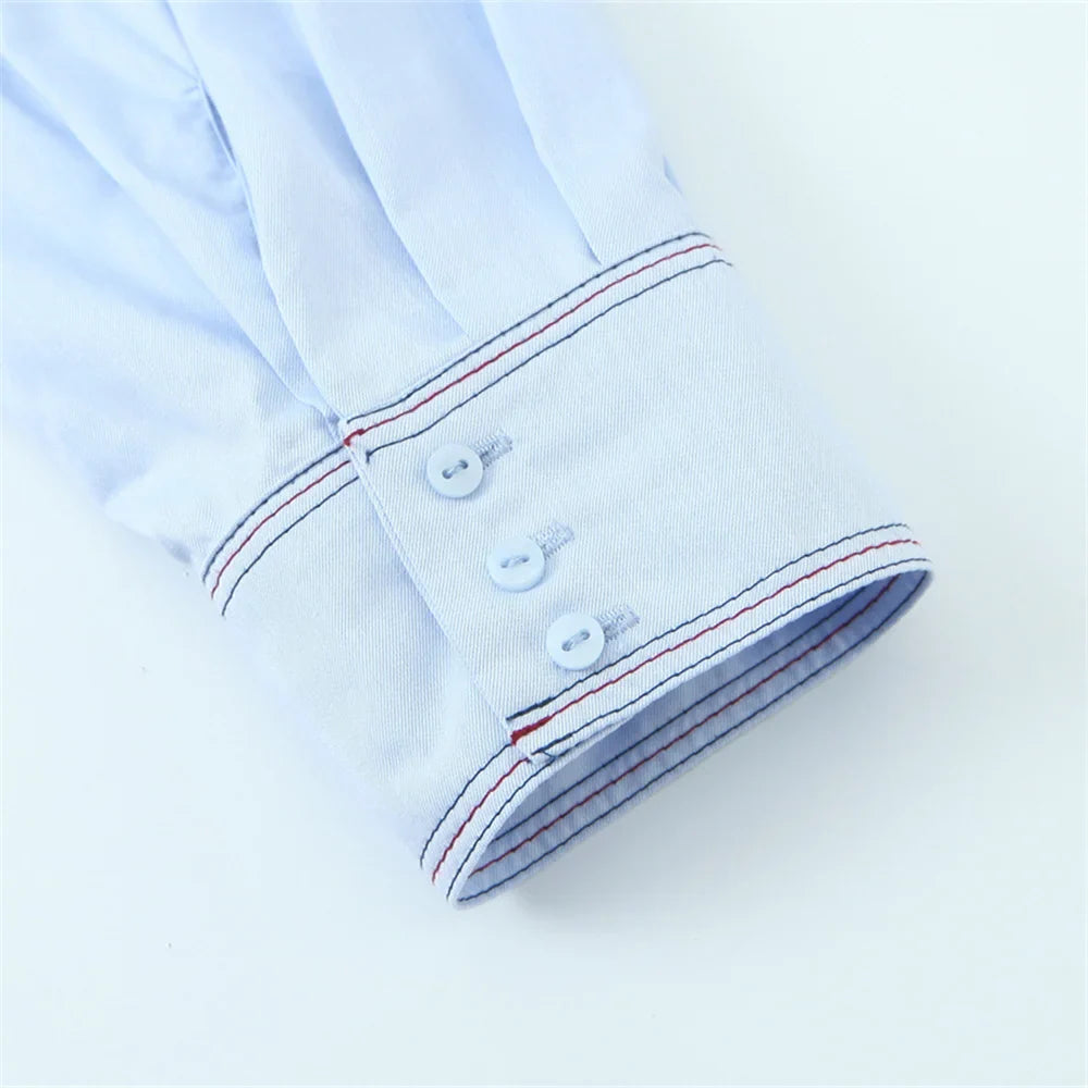 Women's Casual Waist Button-Up Shirt Long Sleeve Lapel Solid Color Slim Fit Spring Blouse