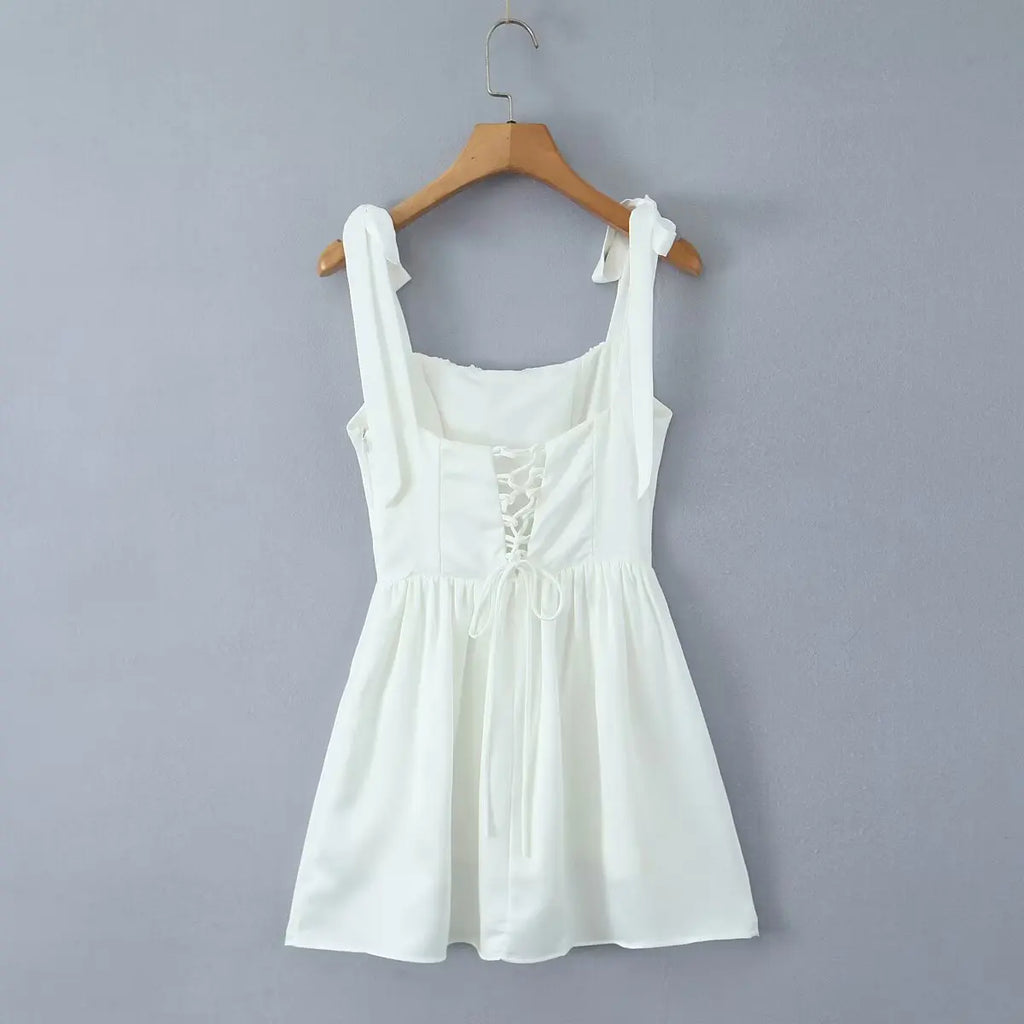 Summer Bow Bandage Mini Dress Women Strapless Bodycon Party