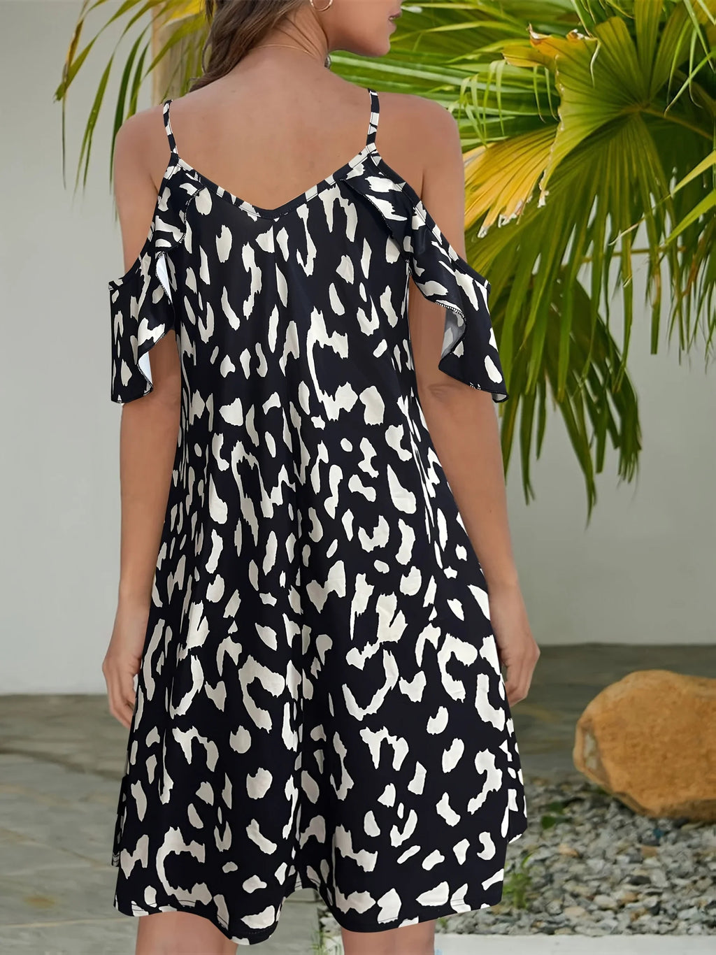 Chic Cold Shoulder Dress For Spring Vacation Women Style