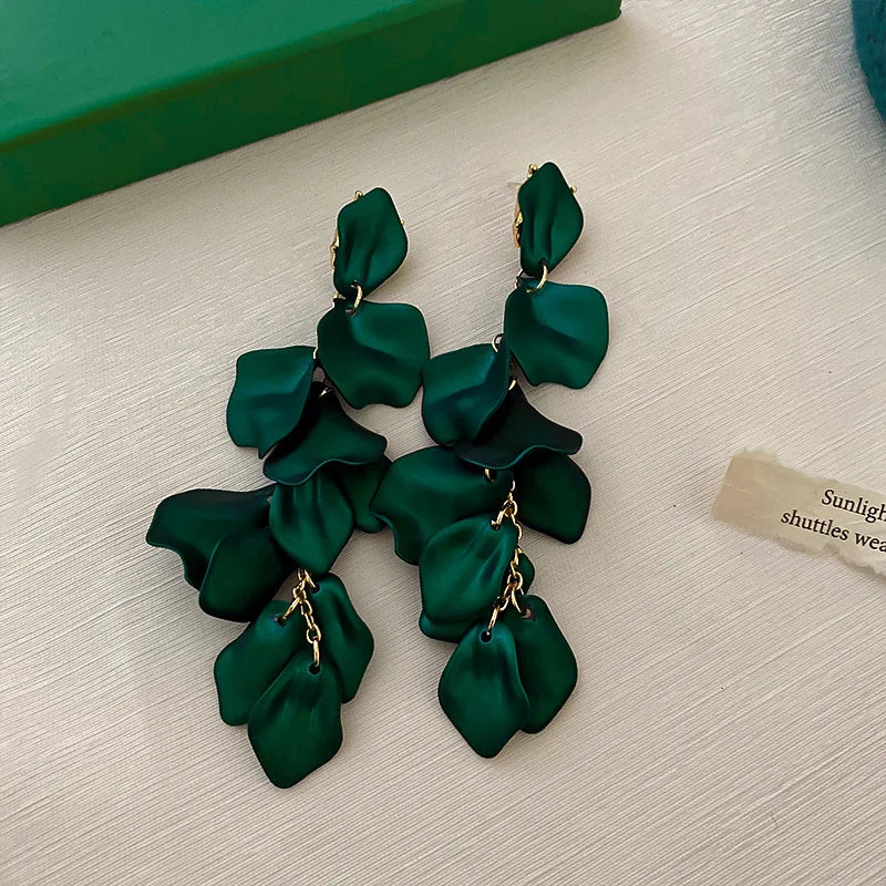 Stylish Multicolored Flower Earrings for Women Delicate Petal Tassel Stud Earrings Perfect for Everyday and Party Accessories