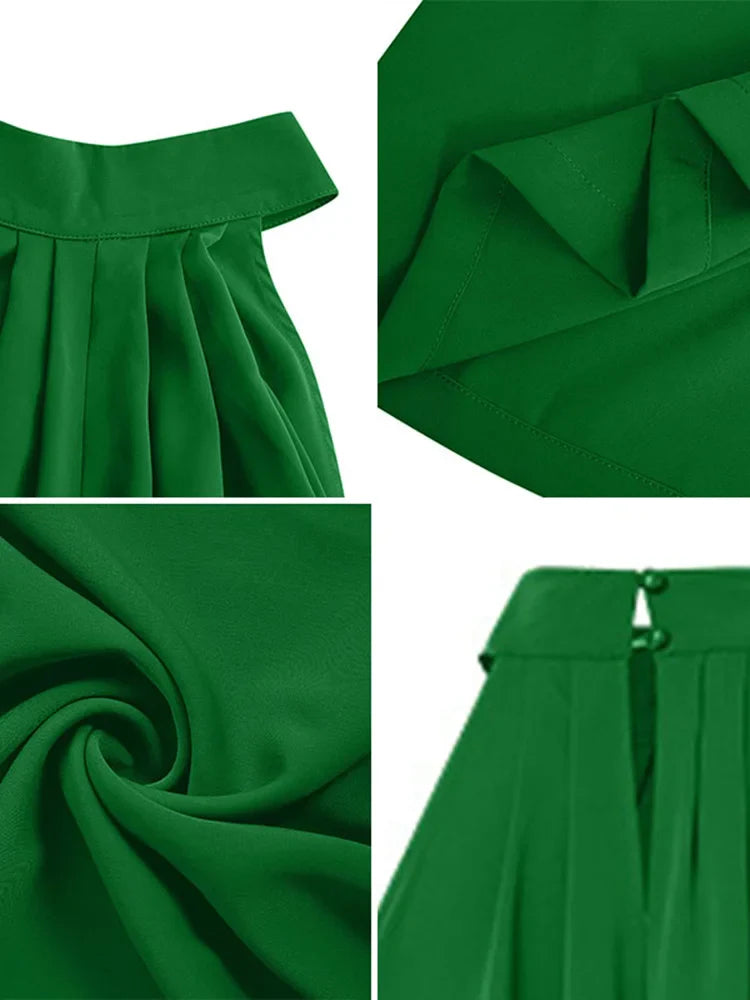 Elegant Sleeveless Wide Leg Jumpsuit for Women Party Casual Holiday Maxi Romper with Stand Collar and Back Button Closure