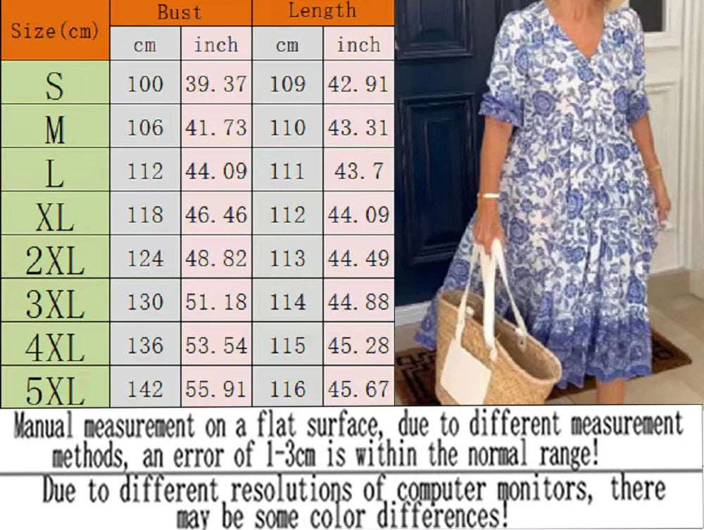 Loose Floral Print Elegant V Neck Dress For Women Everyday