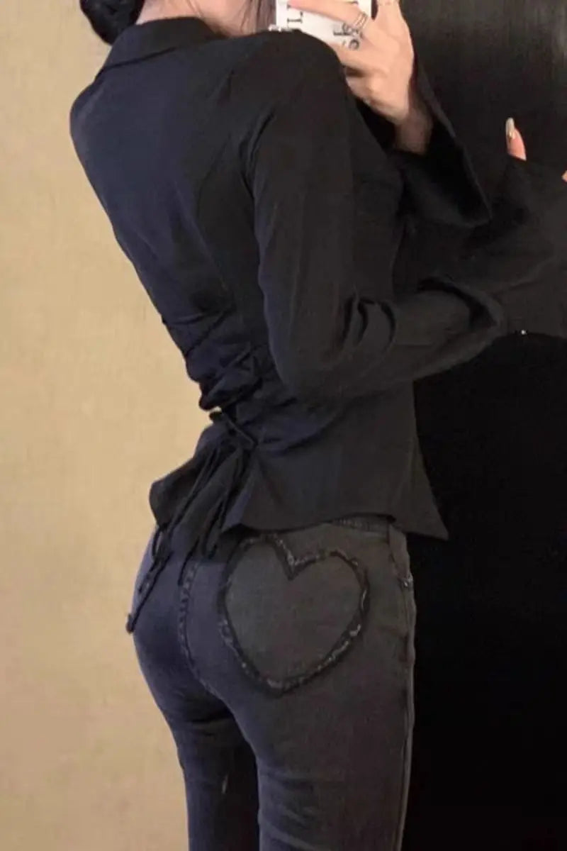 Chic White Women's Shirt with Flattering Flared Sleeves Waist-Cinching Tie Elegant French-Inspired Design Sexy and Stylish Blouse for Ladies