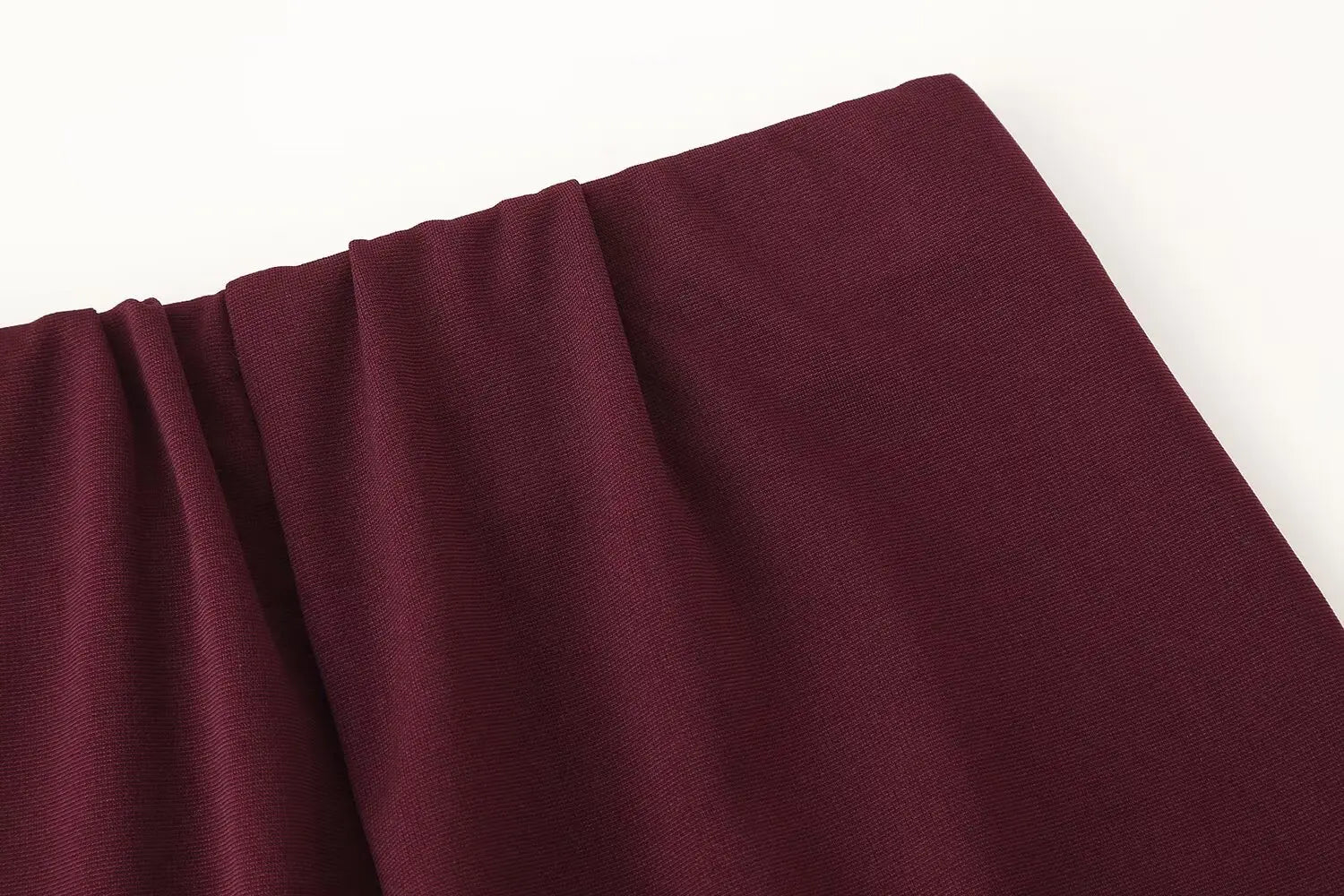 Casual Chic Red Women Elastic Two-Piece Set Long Sleeve Slim O Neck Top with High Waist Wide Leg Pants Stylish Spring Summer Outfit