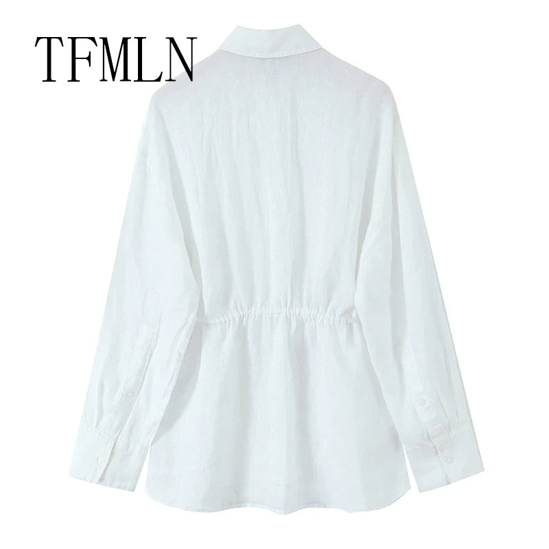 Oversized Women Blouse Summer Casual Long Sleeve Single Breasted Shirt Fashion Loose Fit Top