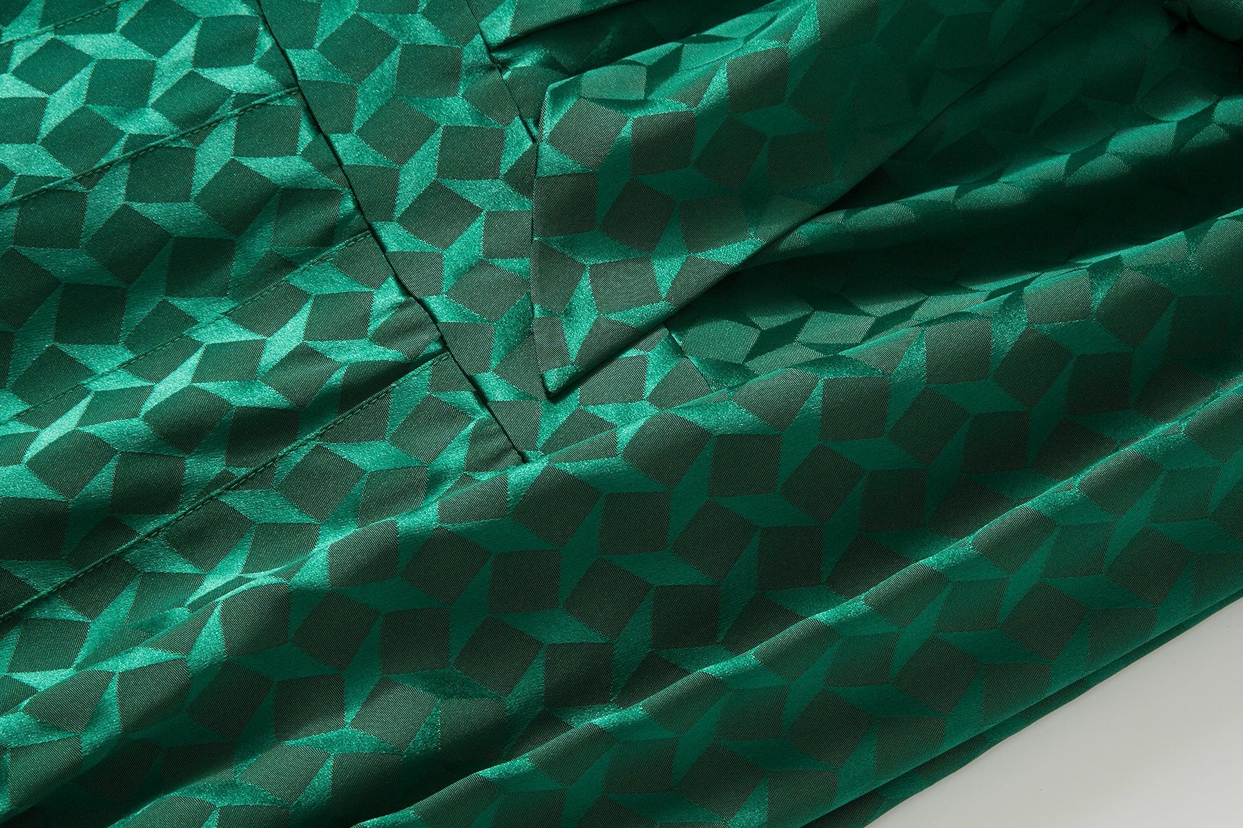 Elegant Green Pleated Long Sleeve Dress With Bow Collar