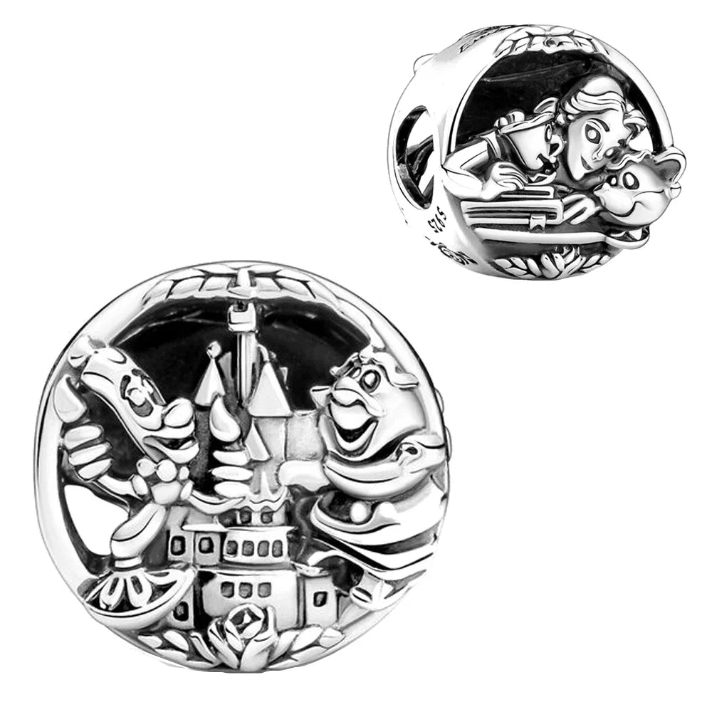 Beauty and the Beast 925 Sterling Silver DIY Charm for 3mm Bracelets with Eternal Rose Design