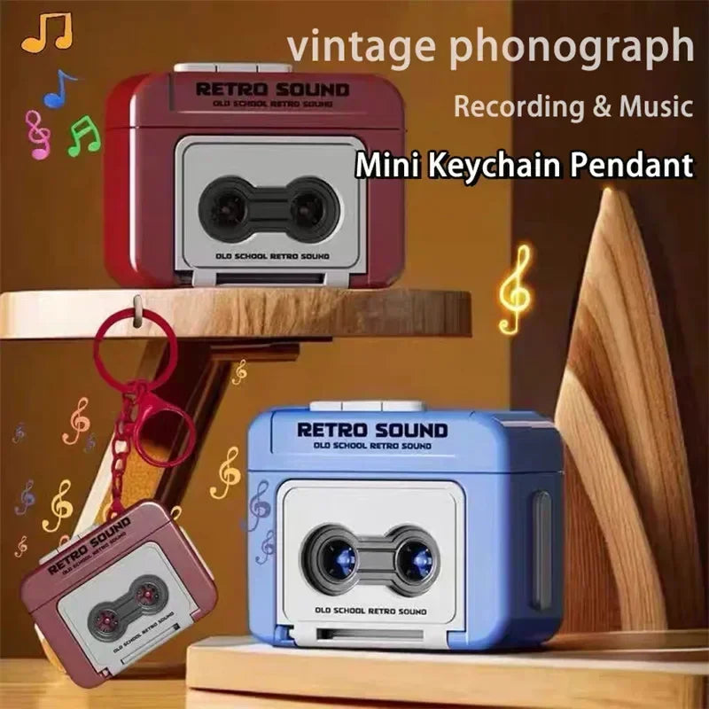 Vintage Mini Tape Recorder Keychain Gift for Couples Fun Retro Design Recordable Cassette Keychain