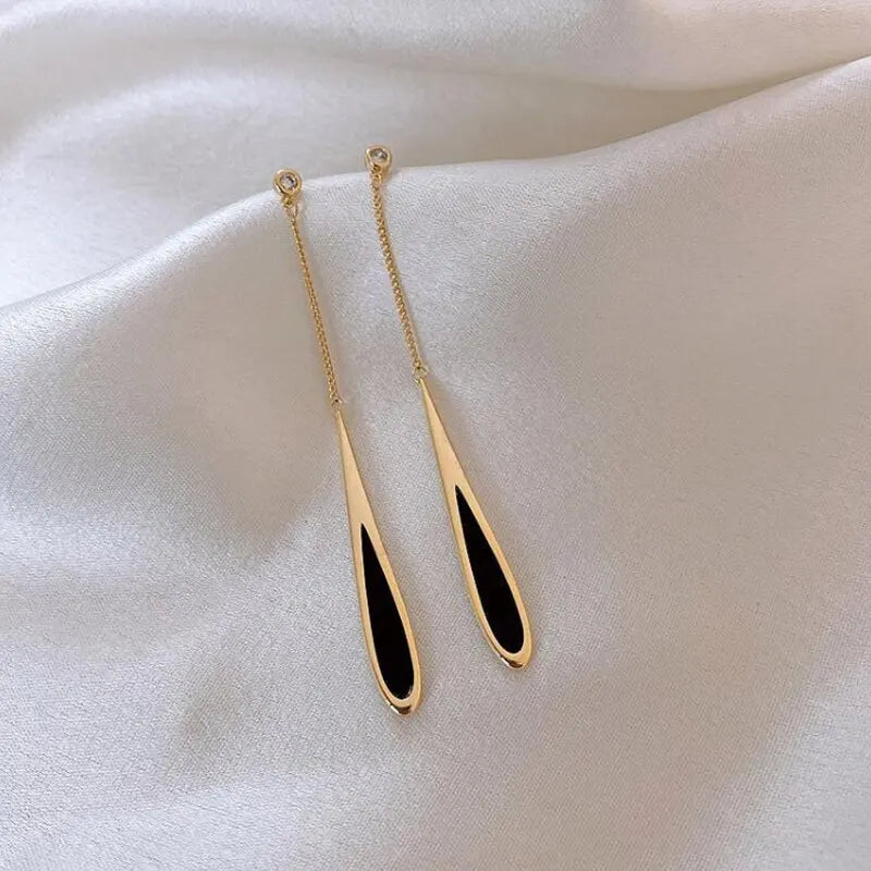 Geometric Square Drop Earrings for Women with Long Tassel Design Ideal for Parties and Special Occasions