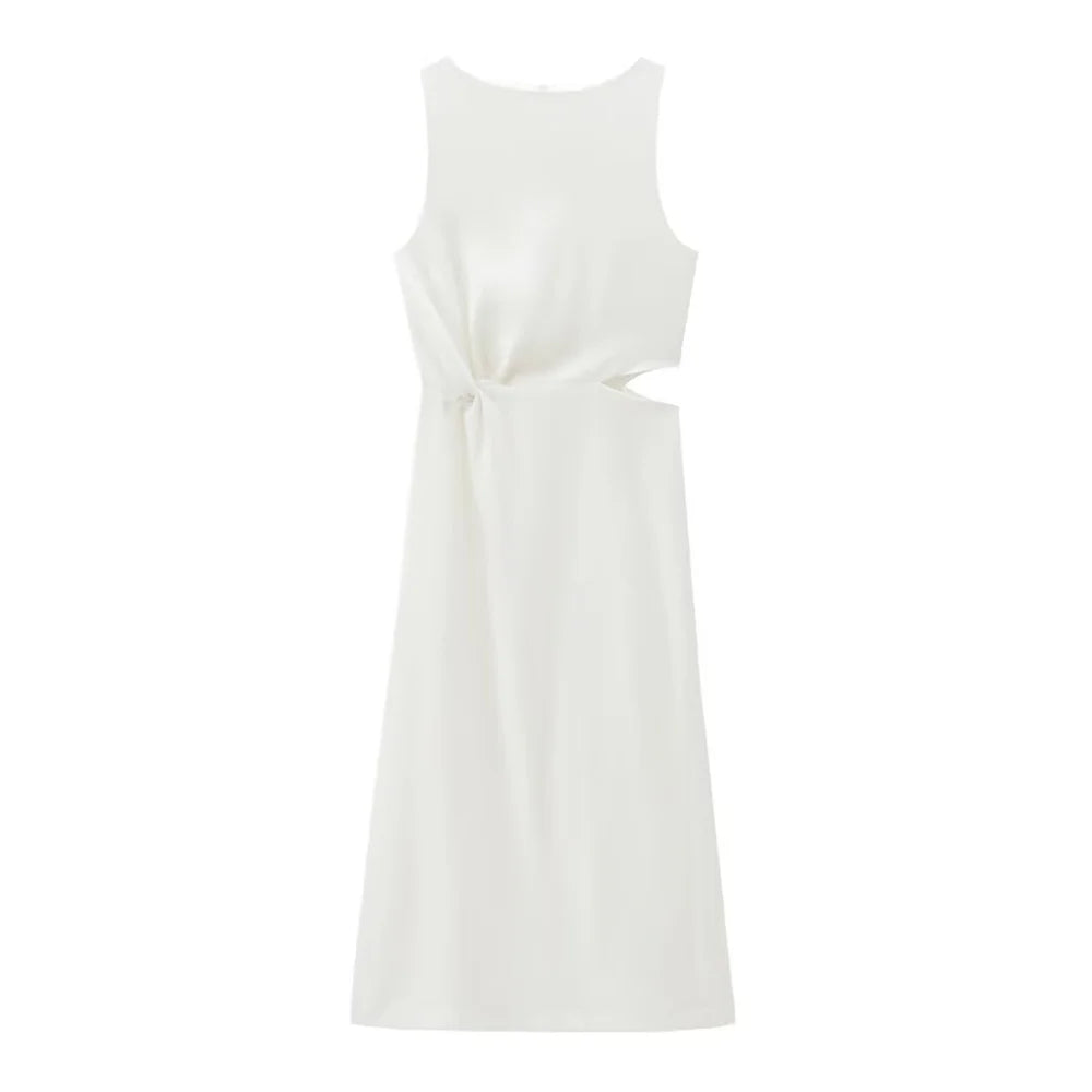 Slim Fit Midi Dress Open Design For Elegant Everyday Wear