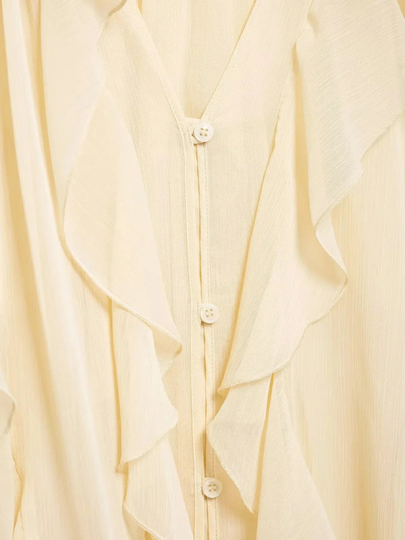 Burgundy Mesh Ruffle Blouse for Women Long Sleeve Sheer Loose Fit Elegant Party Top