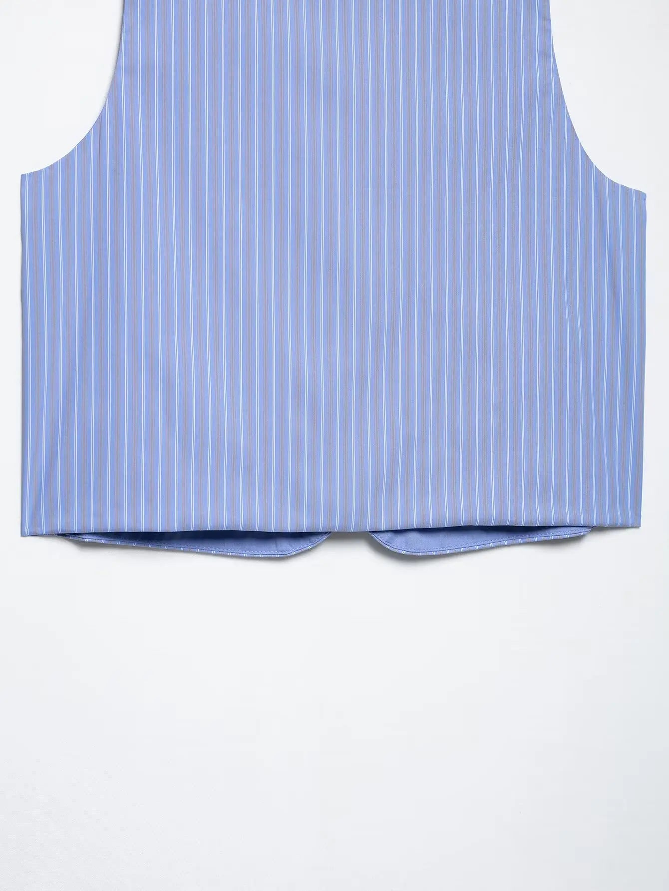 Women's Sleeveless Striped Print Button-Up Vest Blouse Chic Business Crop Top for Office and Casual Wear