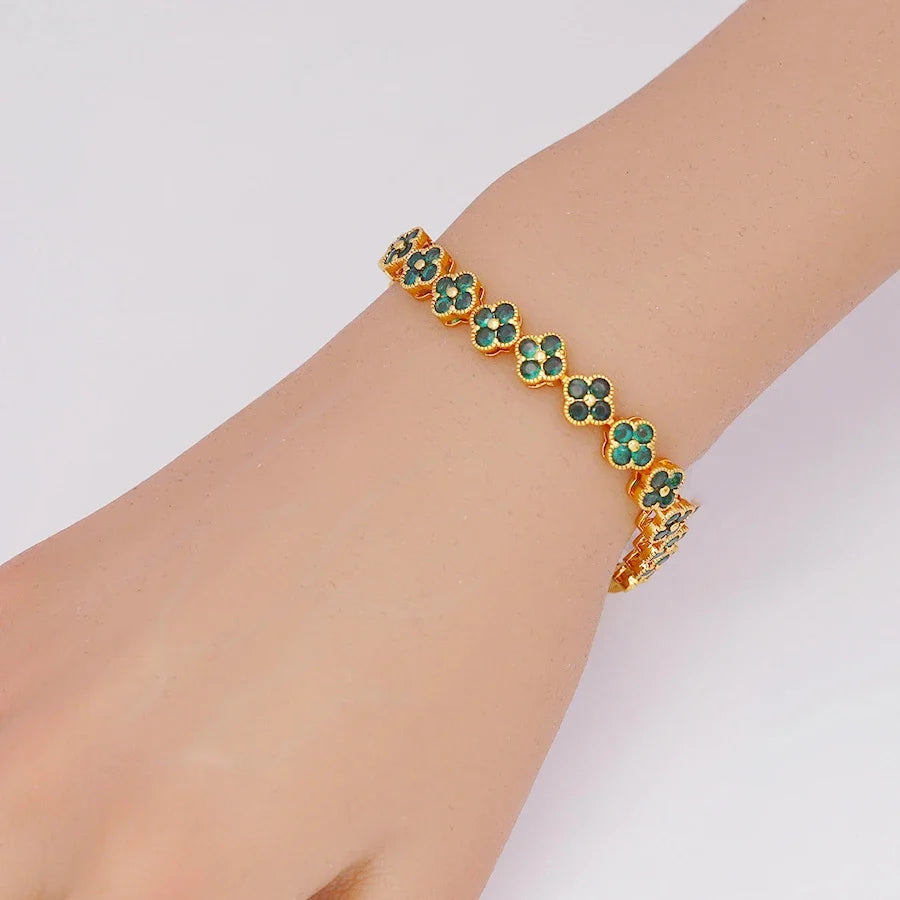 Rainbow Colorful Clover Zircon Bracelet Charming Crystal Jewelry Gift