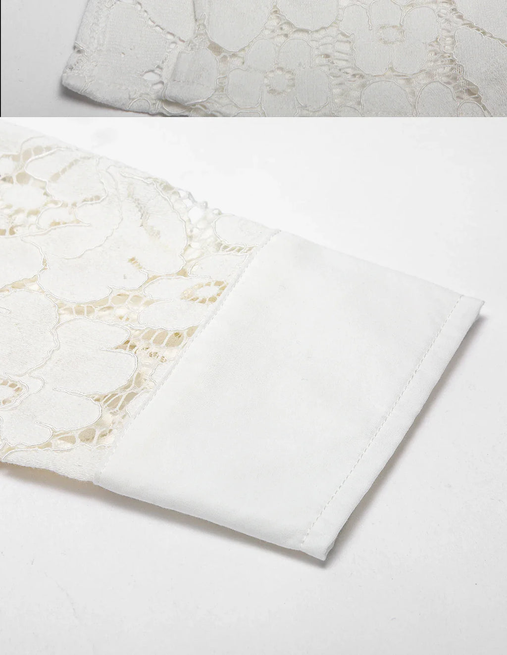 Elegant Women Blouse Lace Hollow Out V Neck Button Down Office Shirt Spring Fashion Top