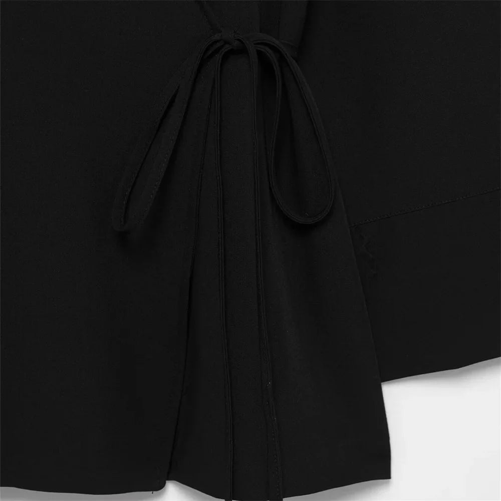 Women's Casual Double Breasted Kimono Style Suit Jacket and Straight Leg Pants Set for Spring Fashion