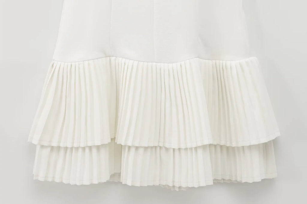 Sleeveless Pleated Mini Dress With Square Collar Chic