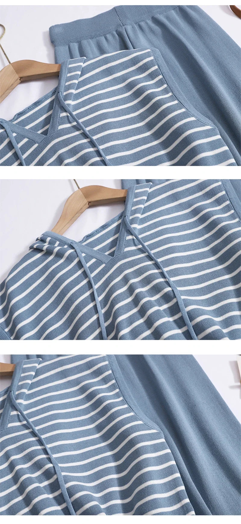 Women Casual Summer V-Neck Striped Tank Top and High Waist Wide Leg Pants Set