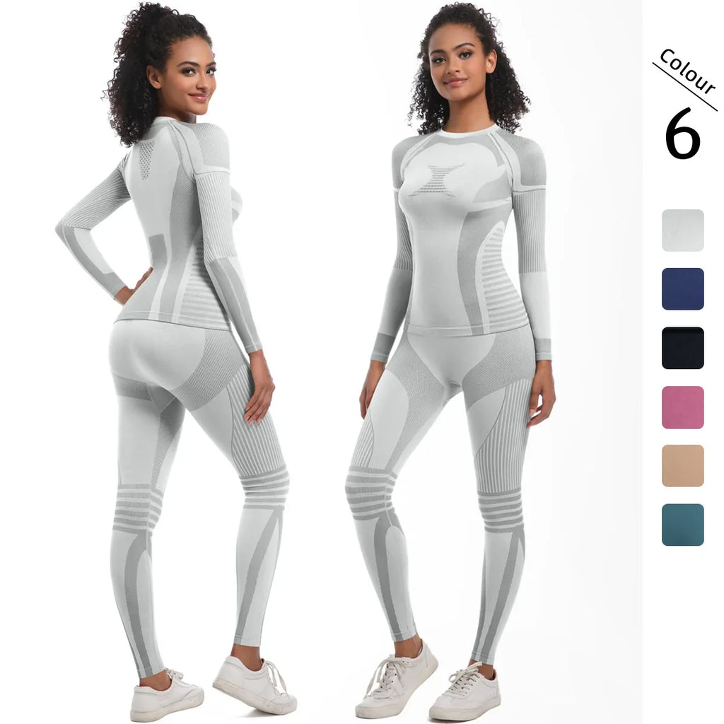 Women Thermal Skiwear Set Yoga and Fitness Workout Suit for Skiing Snowboarding Running and Exercise
