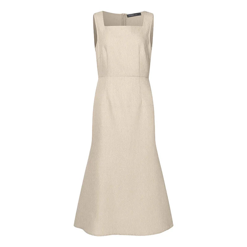 Elegant Sleeveless Square Neck Mermaid Midi Dress for Women