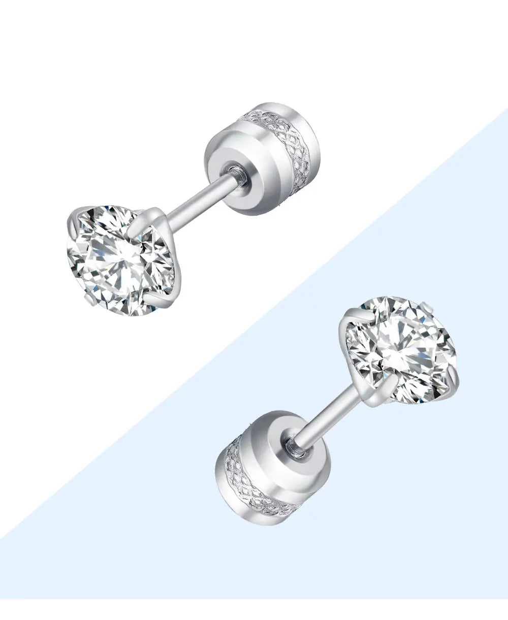Stainless Steel Crystal Stud Earrings for Men and Women Durable Non-Fading Jewelry