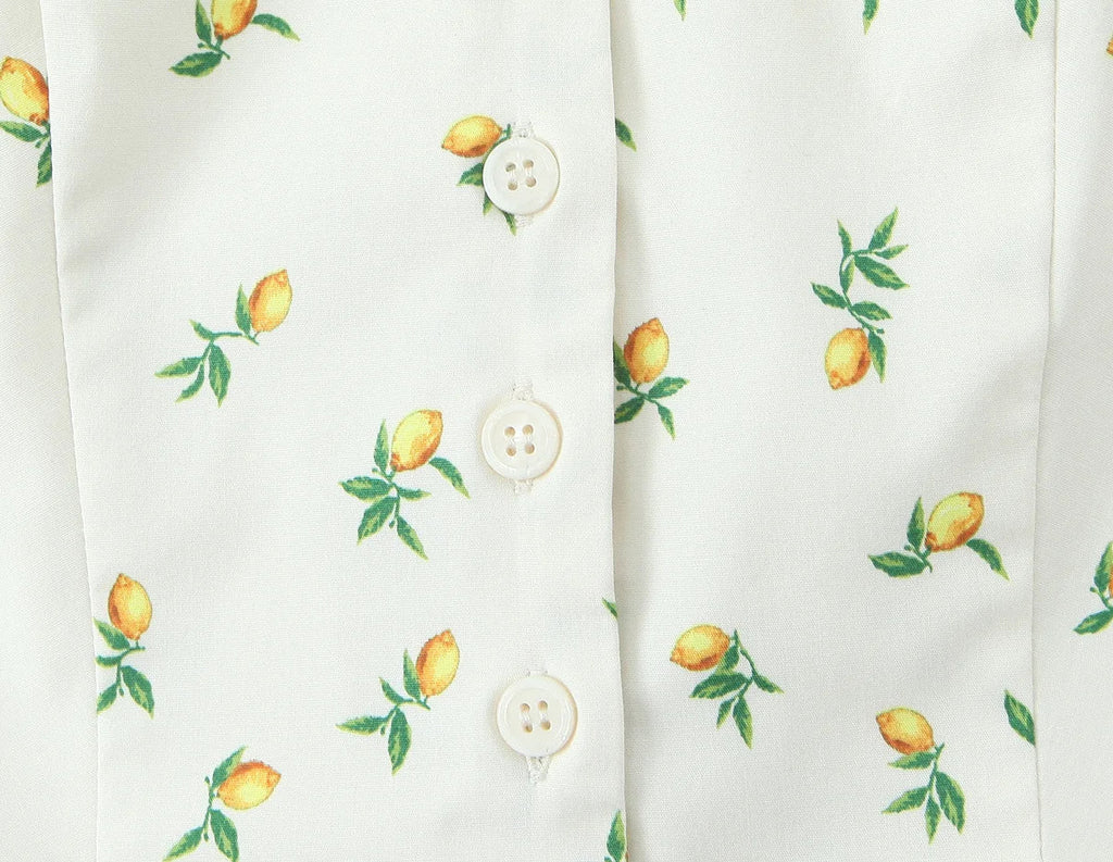 Casual Summer Two Piece Skirt Set for Women Lemon Print Backless Hanging Collar Tank Top with A-Line Mini Skirt Sleeveless Short Top