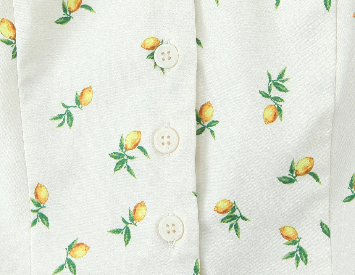 Casual Summer Two Piece Skirt Set for Women Lemon Print Backless Hanging Collar Tank Top with A-Line Mini Skirt Sleeveless Short Top