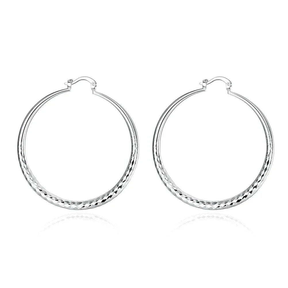 925 Sterling Silver Circle Hoop Earrings for Women Stylish Wedding Party Jewelry Holiday Gifts