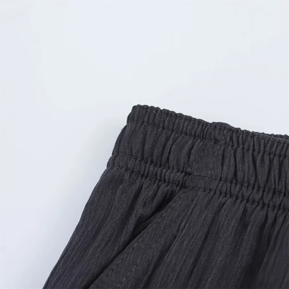 Elegant Kimono Style Women's Long Sleeve V Neck Shirt Jacket and Matching Long Pants Set with Textured Fabric and Refined Temperament