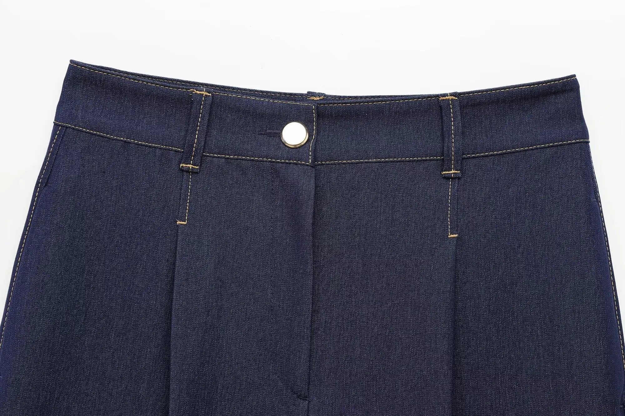 Fashion Women Solid Jacket and Wide Leg Pant Set with Cropped Coat and Zipper Details