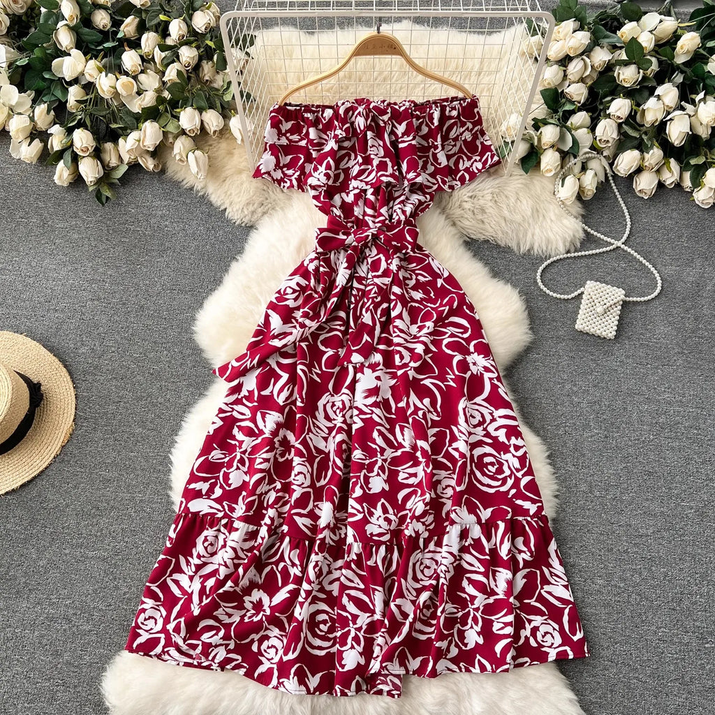 Romantic Floral Off Shoulder Maxi Dress For Women Boho Chic