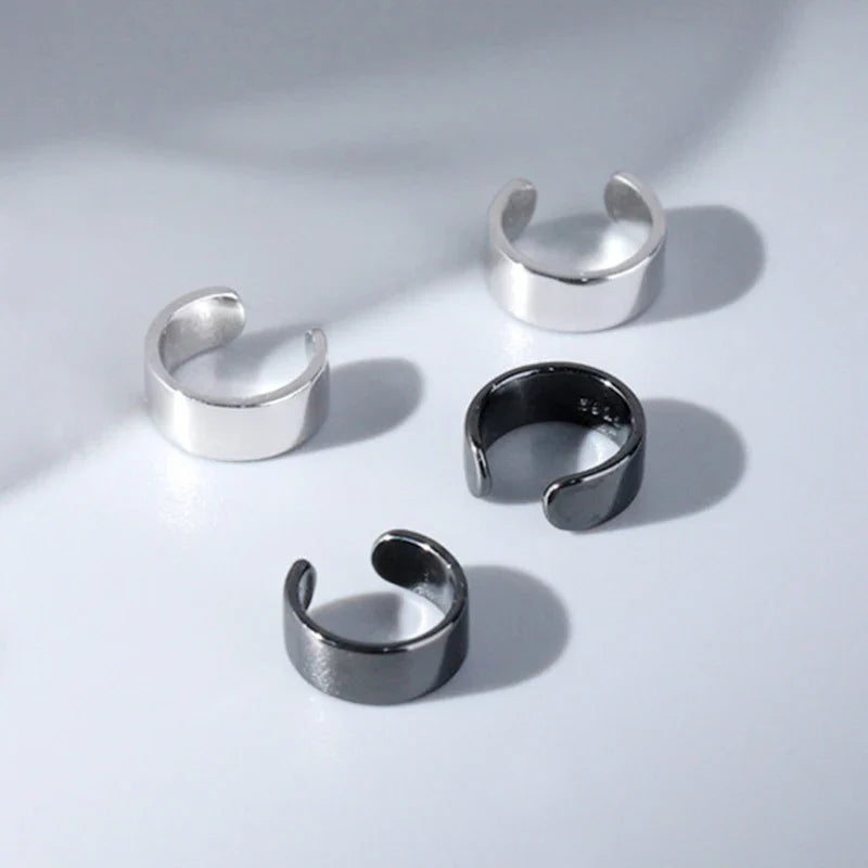 Magnetic Clip Earrings Stainless Steel Non-Piercing Stud Earrings for Men and Women with Black CZ