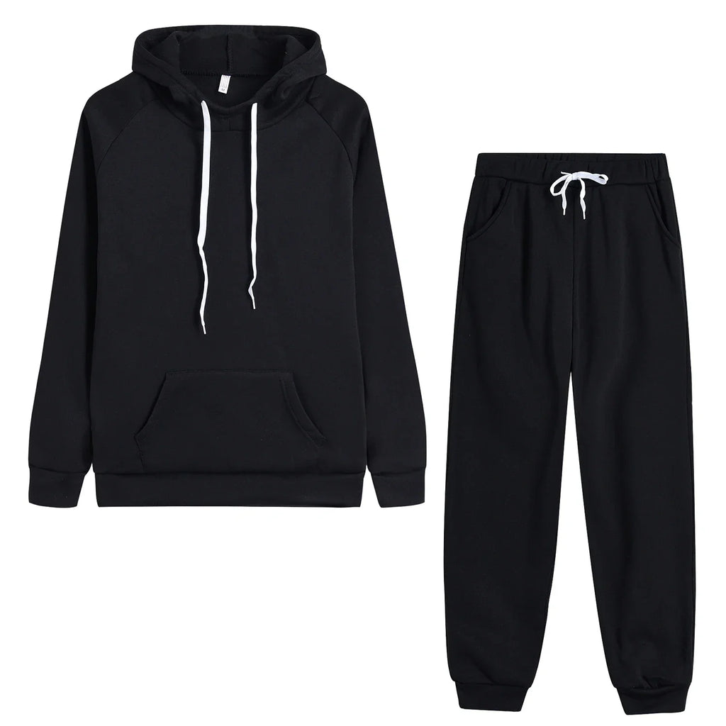 Autumn Winter Women's Fleece Tracksuit Hoodie and Sweatpants Set for Casual Jogging