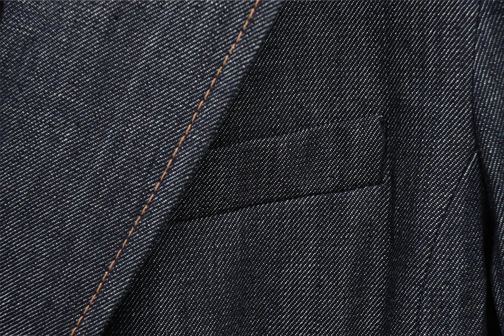 Women's Denim Jacket and Pants Set with Long Sleeve Blazer, Strapless Vest, and Straight Leg Jeans Fashion Outfit