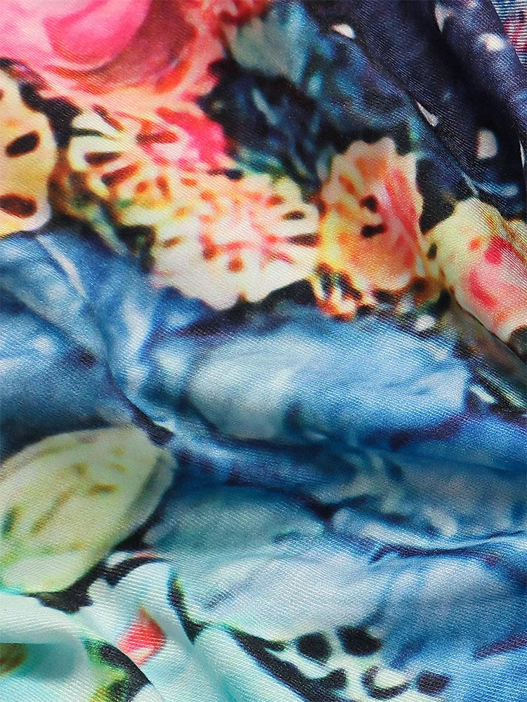 Women's Casual Printed Button Front Long Sleeve Dress