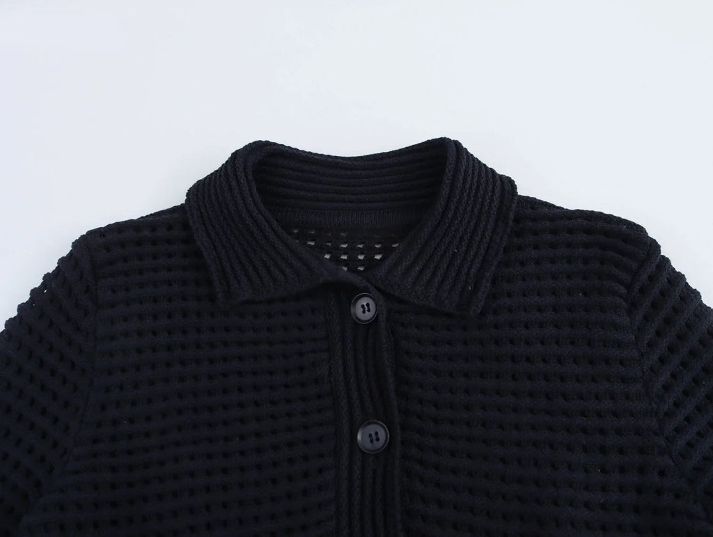 Women's Spring Tassel Plaid Lapel Knitted Jacket with Long Sleeves and High Waisted Knitted Skirt Set