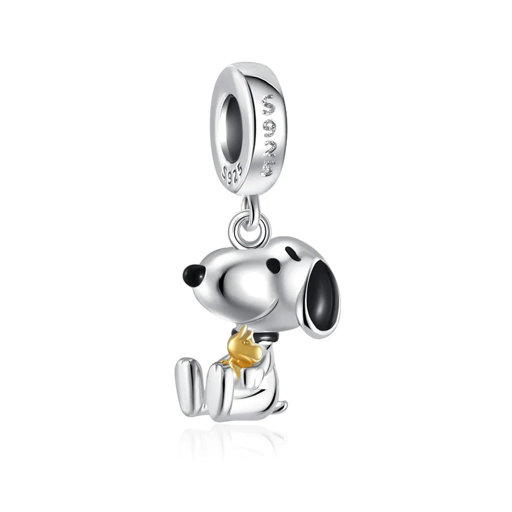 Snoopy Charlie Brown 925 Silver Charm Pendant for Women Fit 3mm Bracelets