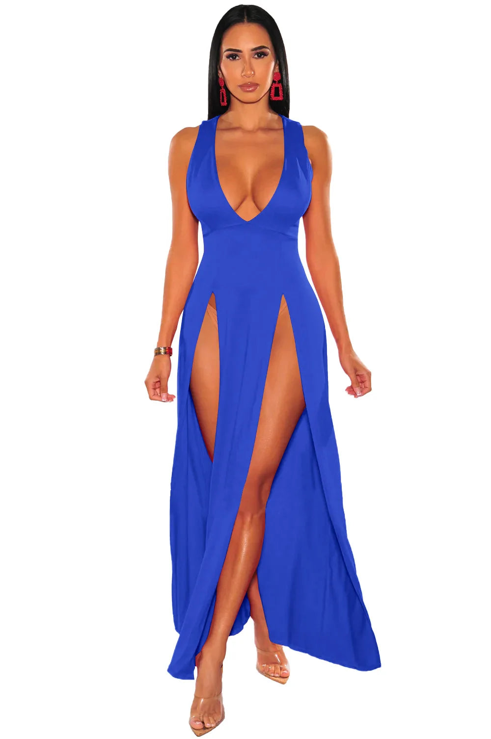 Backless V Neck Maxi Dress for Elegant Party Night