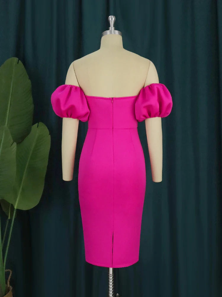 Sexy Off Shoulder Bodycon Dress Floral Ruffles Party Dress