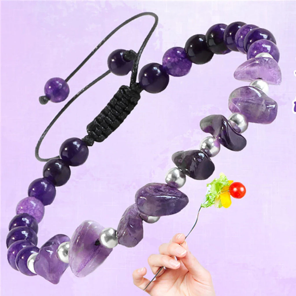 3pcs Set Amethyst Healing Bracelet for Weight Loss and Meditation - Body Purifying Crystal Jewelry for Men and Women