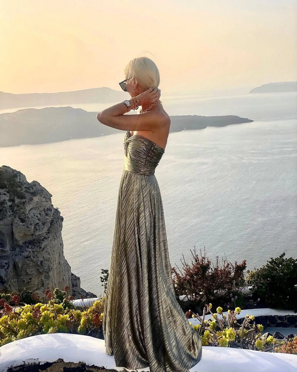 Sexy Chest Wrap Party Dress With Gold Stamping For Women