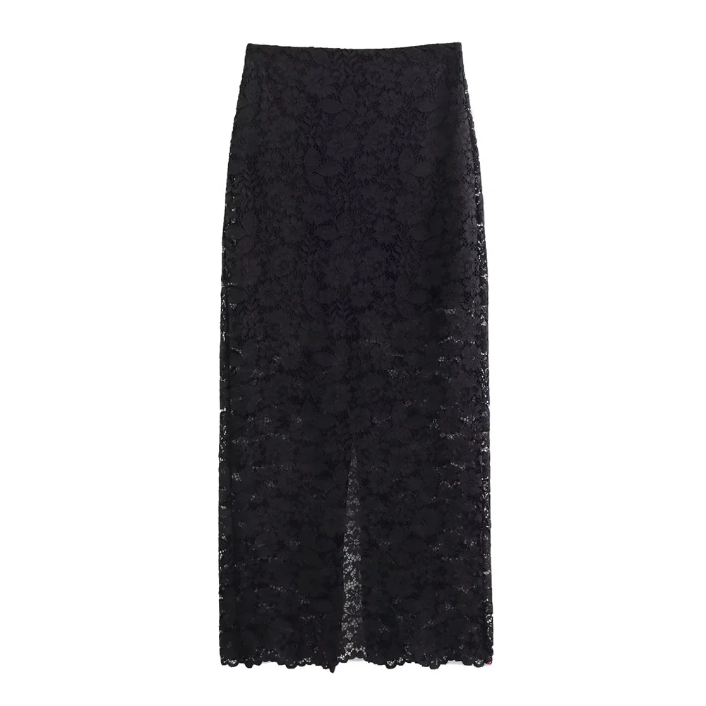 Women's Elegant Lace Suit Jacket and High Waisted Skirt Set Casual Versatile Temperament Fashion Ensemble