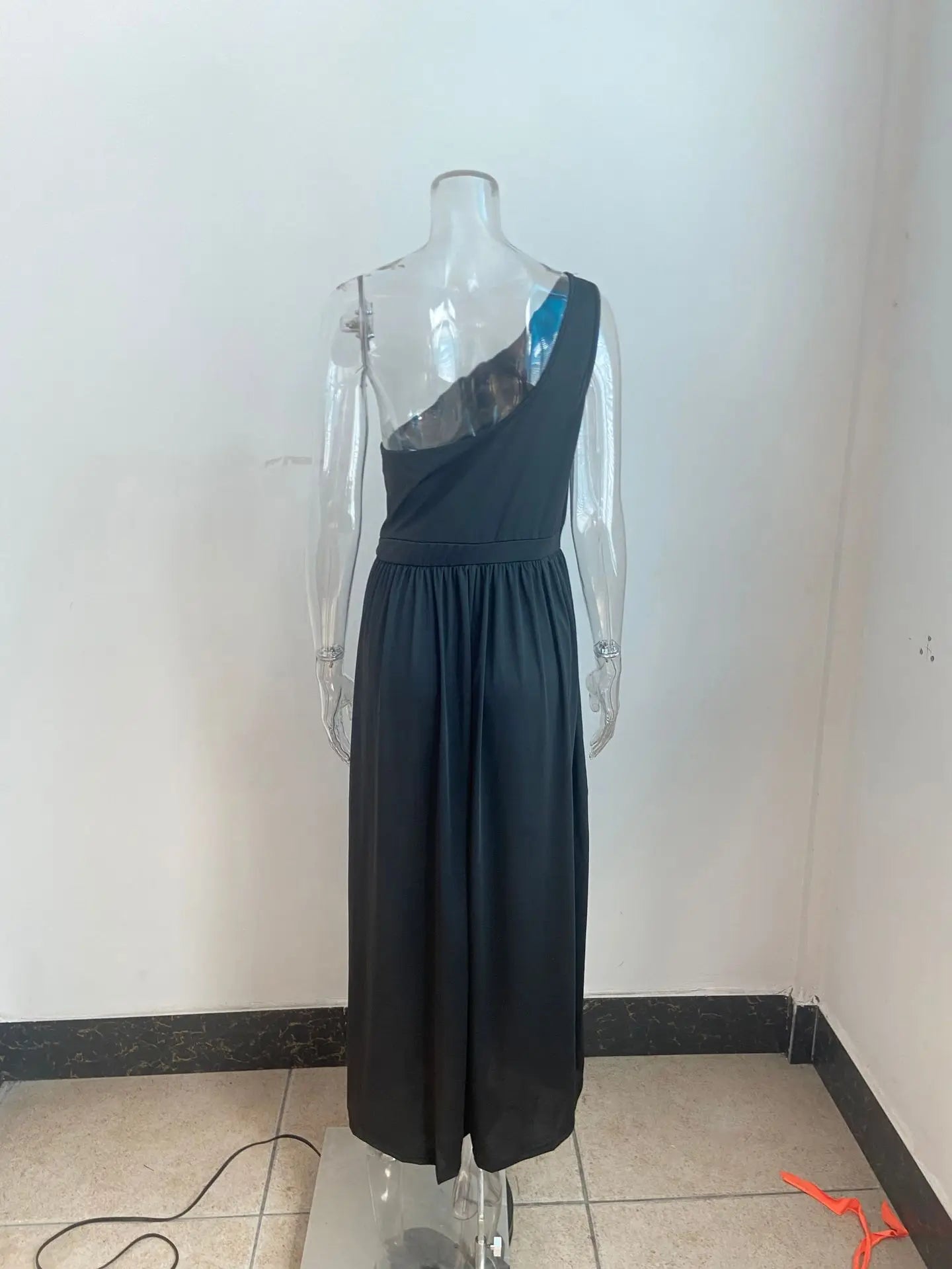 One Shoulder Slit Maxi Dress Elegant Evening Gown For Women