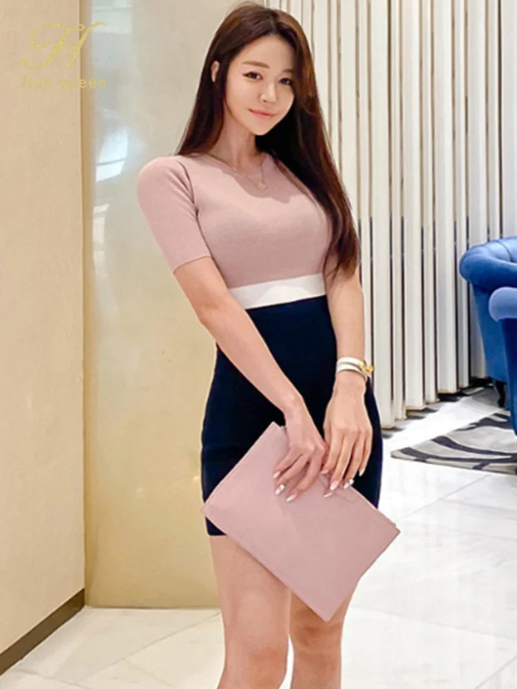 O Neck Knit Bodycon Dress For Women Pencil Sheath Style